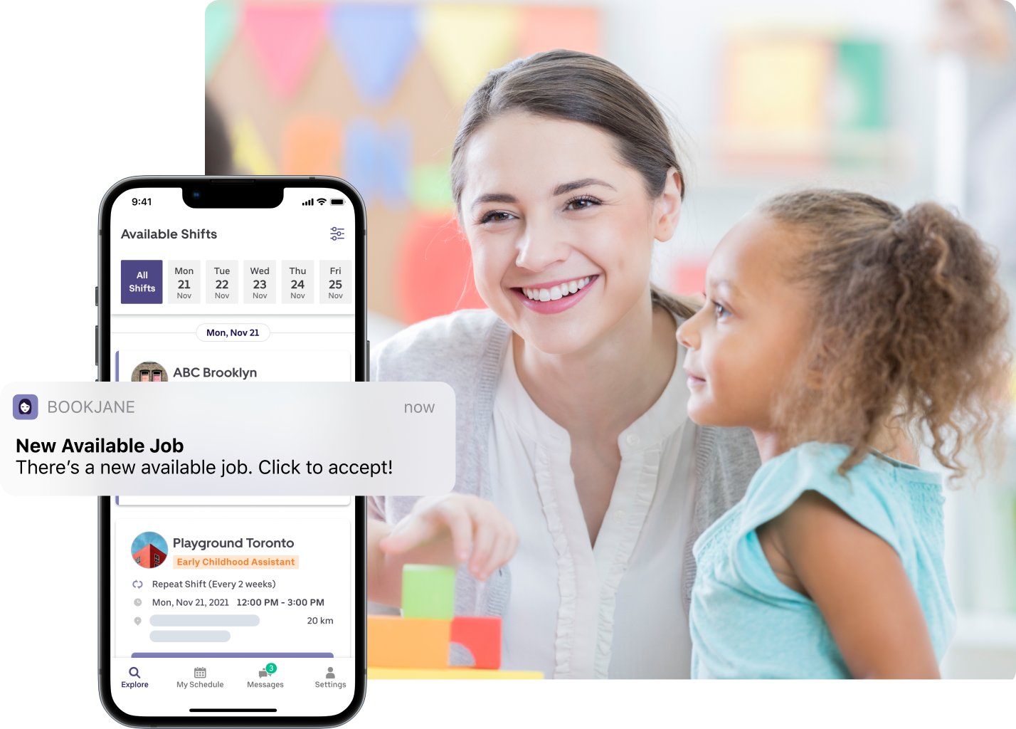 BookJane app for childcare workers
