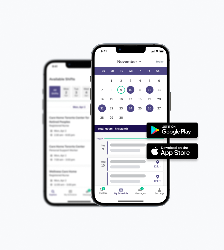 BookJane App showing available shifts for healthcare workers and to download the BookJane app from app store or google play store